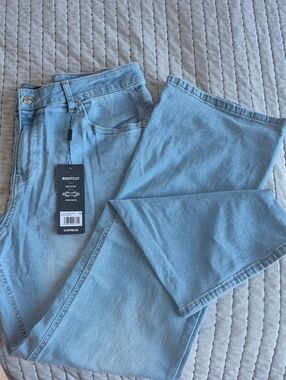 Express Light Blue Bootcut Mid-Rise Jeans for Women